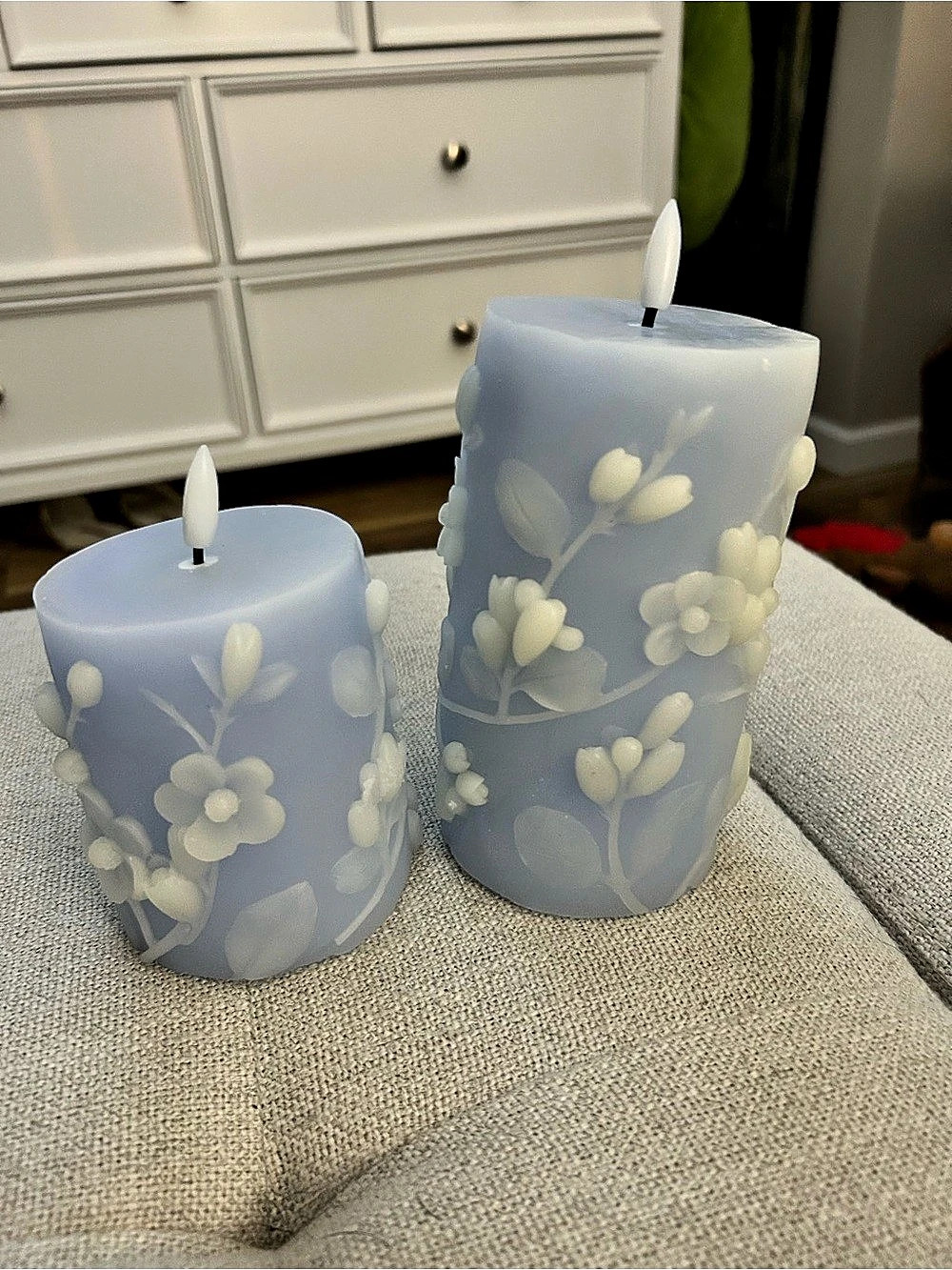 FANTASTIC CRAFT Floral Candle Set Blue & White